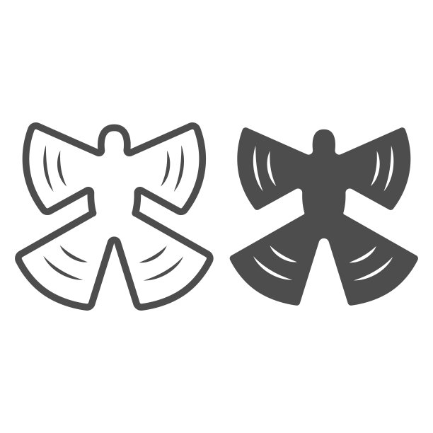 雪线天使和实体图标，世界雪天概念，冬季游戏在白色背景上的标志，使雪线天使图标轮廓风格的手机和网页设计。矢量图形。图片下载