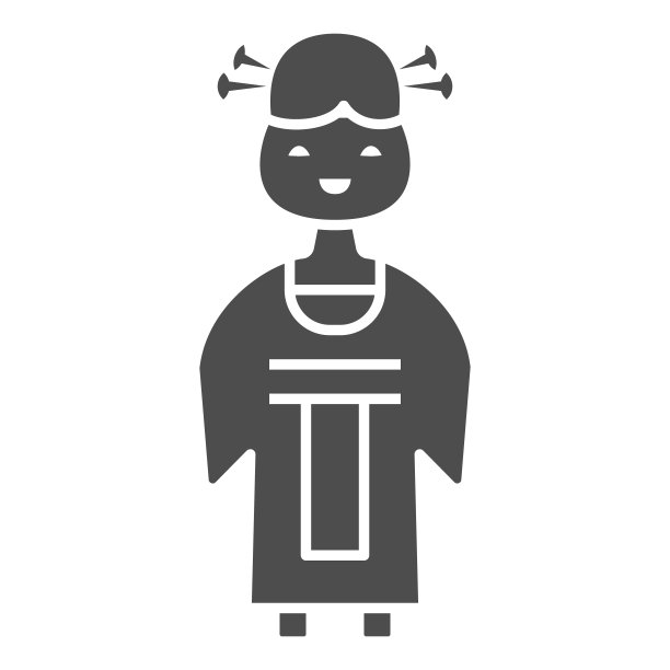 中国女士固体图标，中国中秋节概念，妇女在传统服装标志上的白色背景，女孩从中国图标在象形风格的网页设计。矢量图形。图片下载