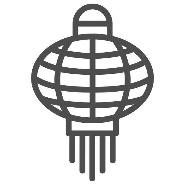 中国灯笼线图标，中国中秋节的概念，纸手电筒标志在白色的背景，圆形灯笼从中国图标轮廓风格的网页设计。矢量图形。图片下载