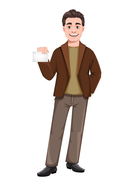 年轻英俊的商人，平直的风格图片下载