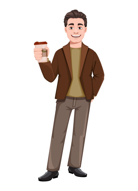 年轻英俊的商人，平直的风格图片下载