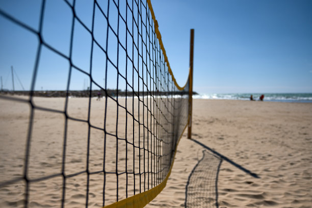 排球网在沙滩上没有人图片下载