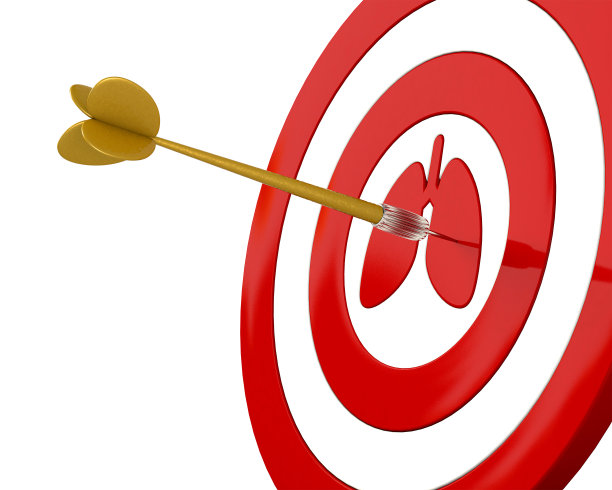 金镖成功击中了肺病。肺与飞镖隔离在白色背景3d渲染插图。图片下载