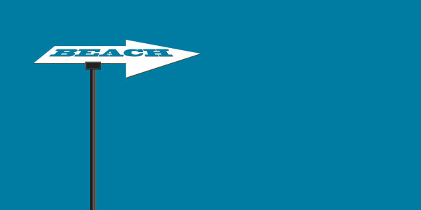 图则背景上指向海滩方向的箭头说明。图片下载