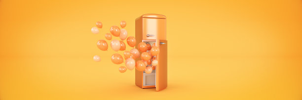 气球和冰箱冰柜。3d渲染图片下载