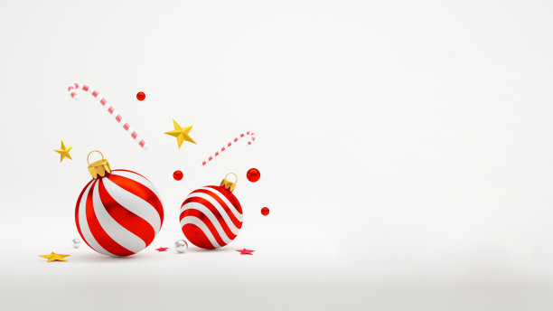 圣诞和新年快乐的背景与节日装饰和拷贝空间。三维演示图片下载