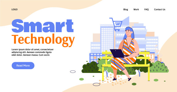 智能科技网站横幅卡通女人图片下载