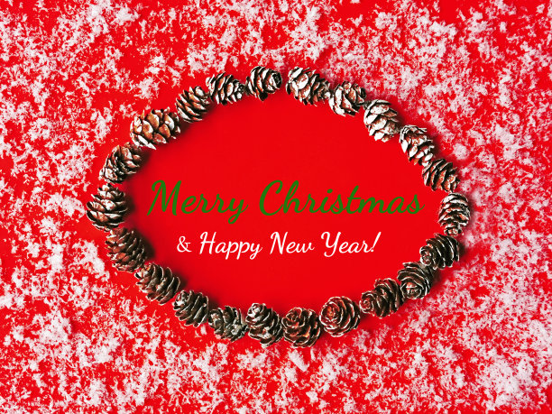 红色的圣诞贺卡与文字图片下载