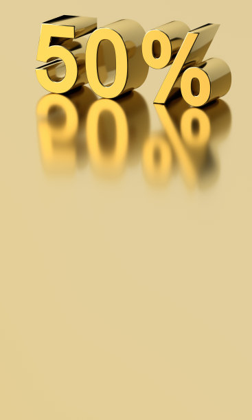 50%折扣销售孤立的黄金背景图片下载