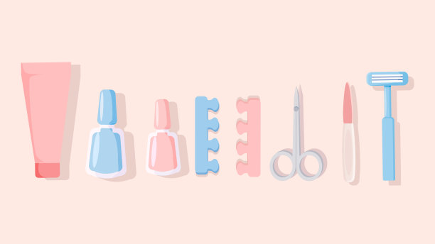 足疗工具。保湿皮肤凝胶彩色愈合指甲油剪刀和锉刀平滑粗糙。图片下载