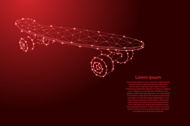 滑板从未来多边形红线图片下载