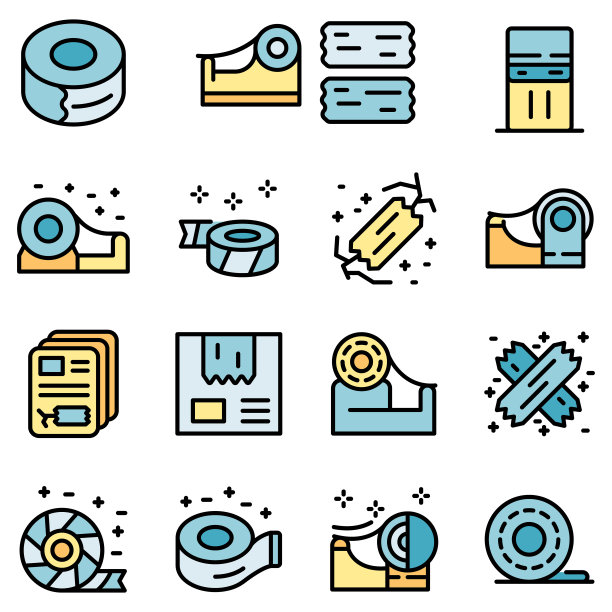 透明胶带图标设置矢量平面图片下载