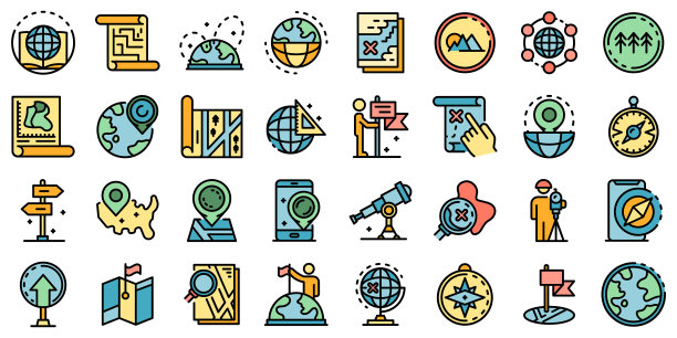 制图师图标设置矢量平面图片下载