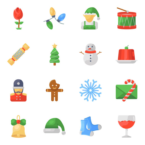 包装的圣诞设备扁平图标图片下载