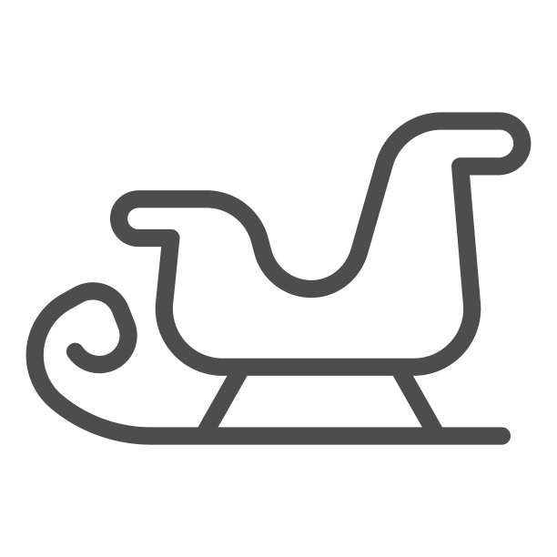 雪橇线图标，圣诞节和新年的概念，圣诞老人的雪橇标志在白色的背景，在雪地上行驶的雪橇在轮廓风格的移动概念和网页设计。矢量图形。图片下载