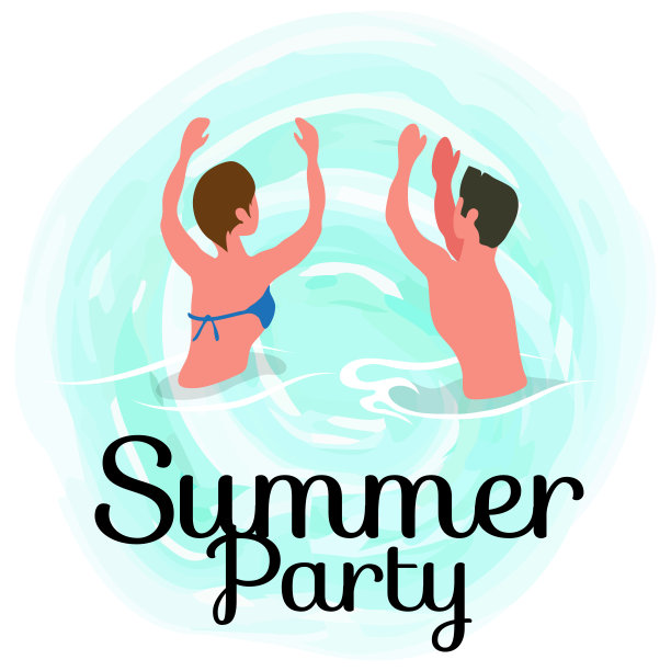 夏日派对，情侣在海洋中跳舞，夏天图片下载