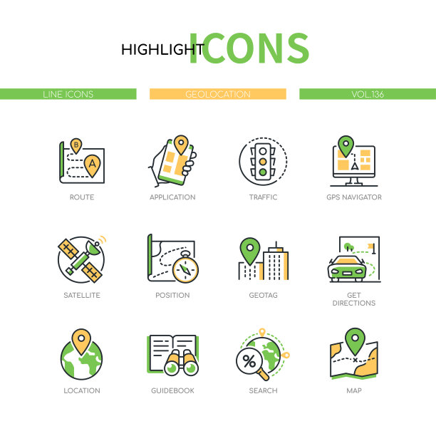 地理位置-现代线条设计风格图标集图片下载