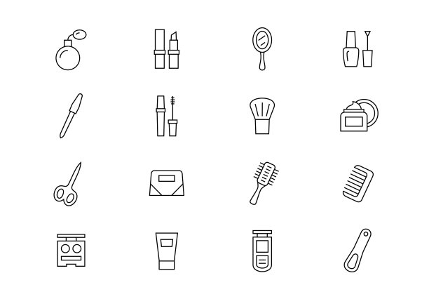 化妆细线矢量图标。可编辑的中风图片下载