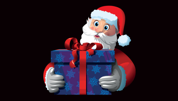 圣诞老人送圣诞礼物，圣诞主题矢量插画图片下载