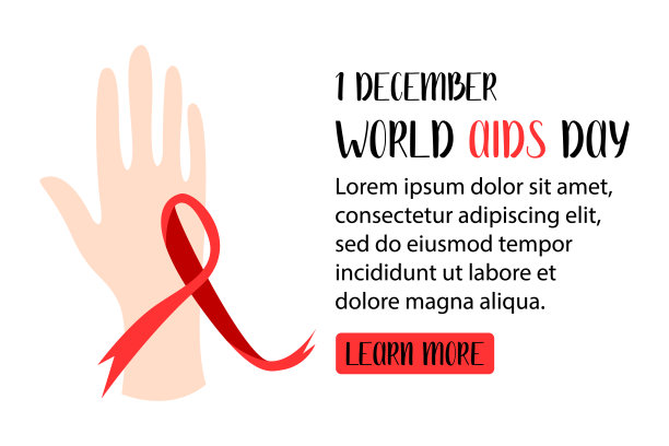 12月1日世界艾滋病日。红色意识丝带。矢量平面图图片下载