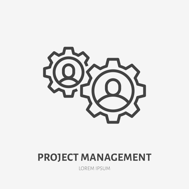 团队合作线性图标：协作流程矢量图，项目管理效率标志图片下载