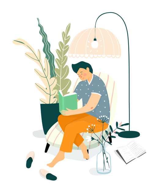 快乐在家看书的年轻人或学生图片下载