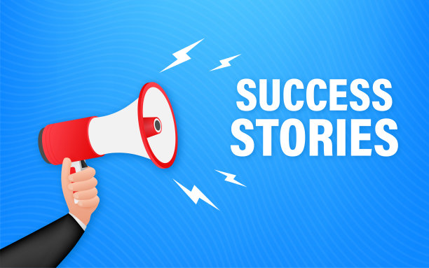 手持扩音器，讲述成功的故事。向量股票插图图片下载