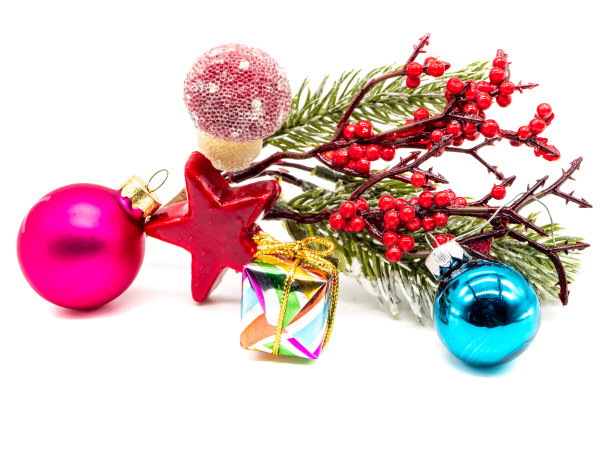 圣诞节装饰孤立在白色背景图片下载