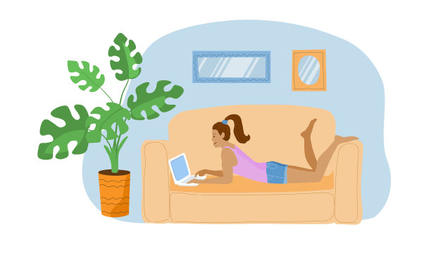 拥有笔记本电脑的自由职业者女孩图片下载