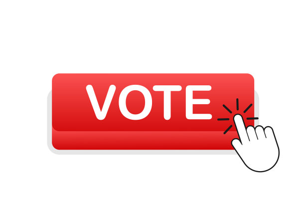 投票按钮。手点击图标。手指点击图标。矢量插图。图片下载