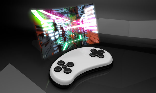 梦幻视频游戏舞台和游戏操纵杆图片下载