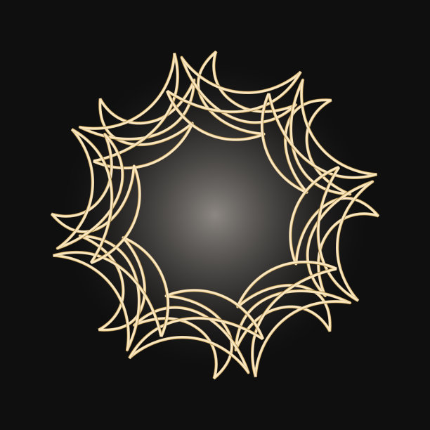 金色框架与花边装饰在圆圈上的黑色背景。装饰艺术。豪华金圆曼荼罗，手绘设计。民族图案。抽象的矢量图。邀请模板设计。图片下载