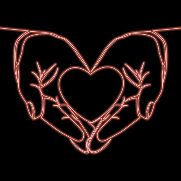 连续线牵手心霓虹概念图片下载