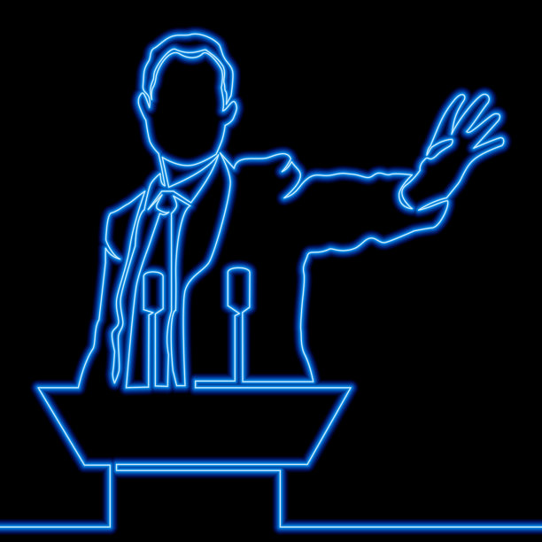 连续线条绘制扬声器霓虹辉光概念图片下载