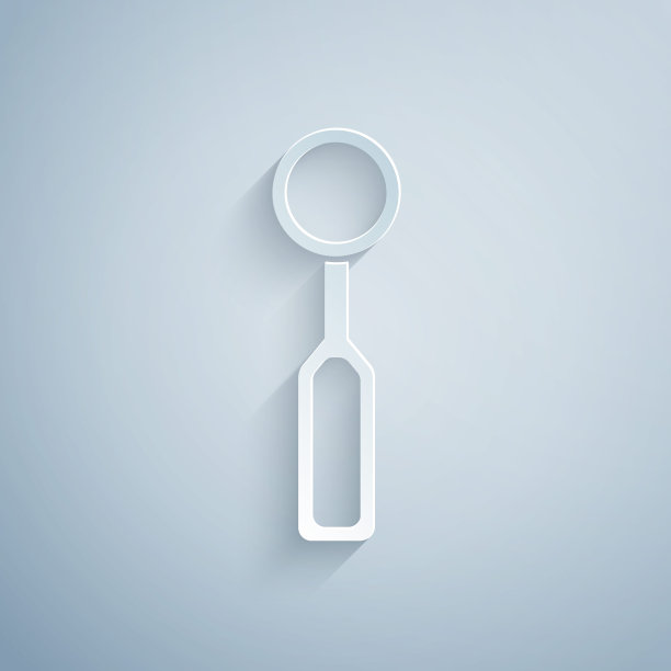 牙科检查镜图标孤立在灰色背景。牙科检查工具。纸艺术风格。向量图片下载