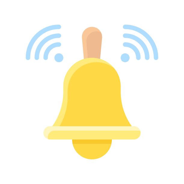 与高中相关的带有手柄和wifi信号矢量的平底钟，图片下载