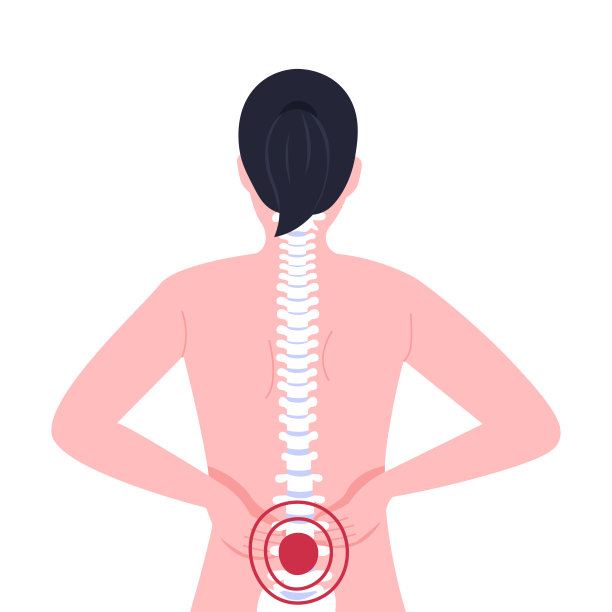 一个脊椎酸痛，腰痛的女人图片下载