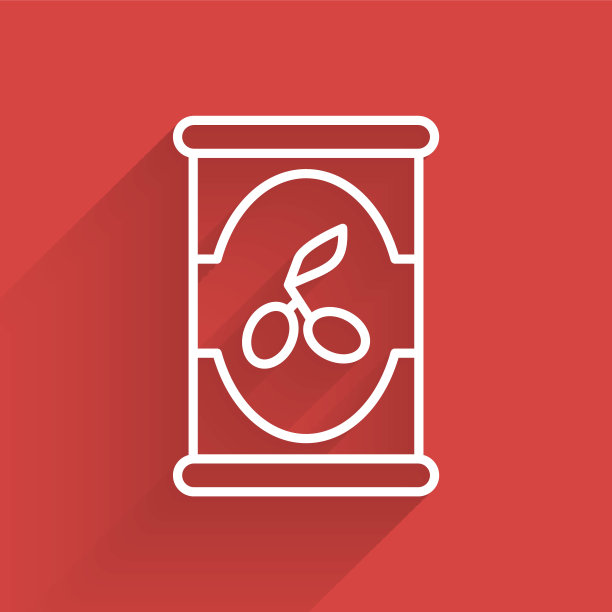 橄榄在罐头图标孤立与长阴影。罐头食品的概念。向量图片下载