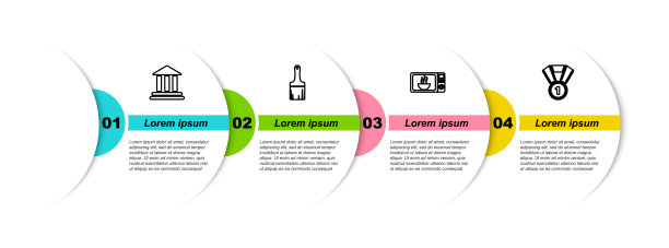 银行大楼、画笔、微波炉和奖章矢量素材图片下载