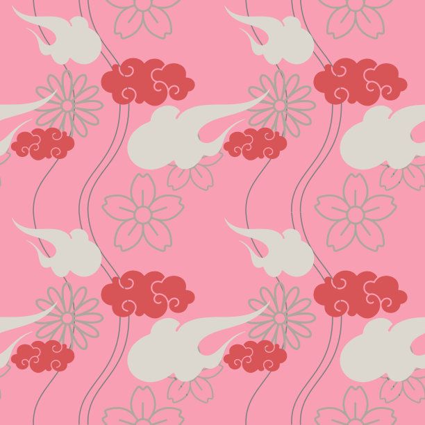 半传统日本图案，日本无缝图案，花图案，和服图案图片下载