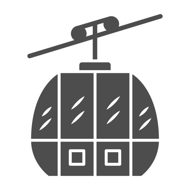 缆车固体图标，世界雪天概念，白色背景上的滑雪缆绳升降机标志，移动概念和网页设计的字形风格的缆车图标。矢量图形。图片下载