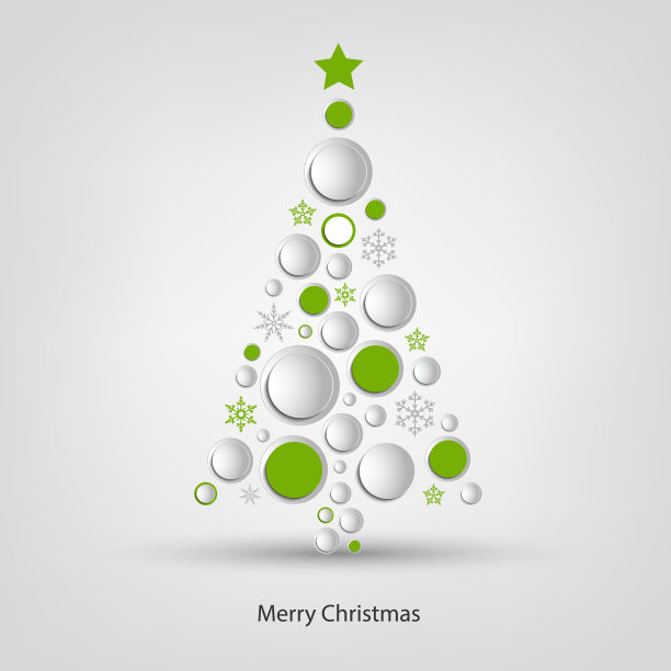 圣诞贺卡与抽象的树圈和雪花设计图片下载