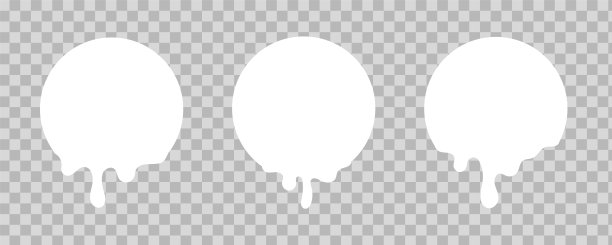 融化的白色贴纸。圆圈与油漆滴在透明的背景。圆形徽章设计模型，为标志和公司徽章的地方。乳制品矢量模板孤立集图片下载