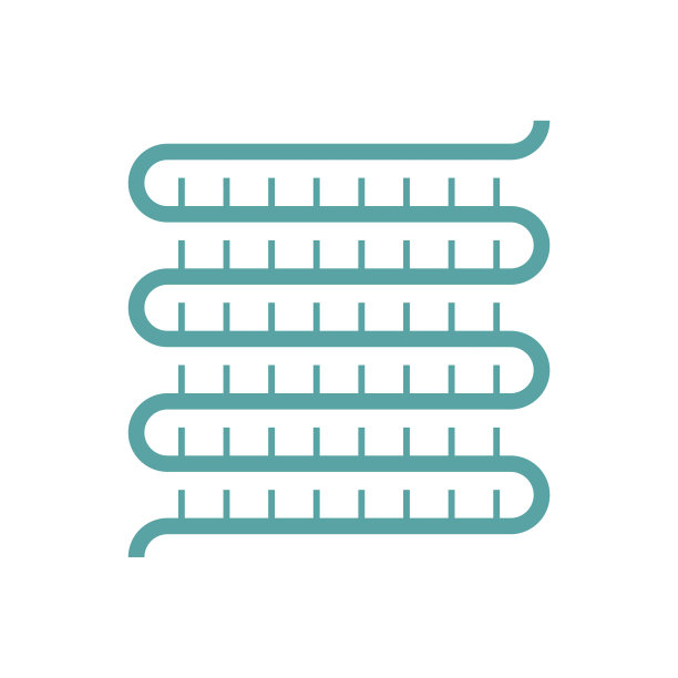 铜管盘管中的空气冷凝器单元矢量图标。图片下载