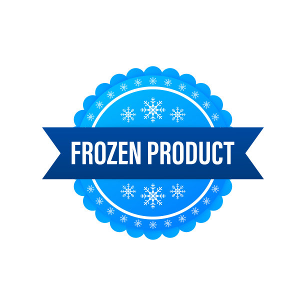 白色背景上的蓝色冷冻产品。食品标志。矢量插图。图片下载