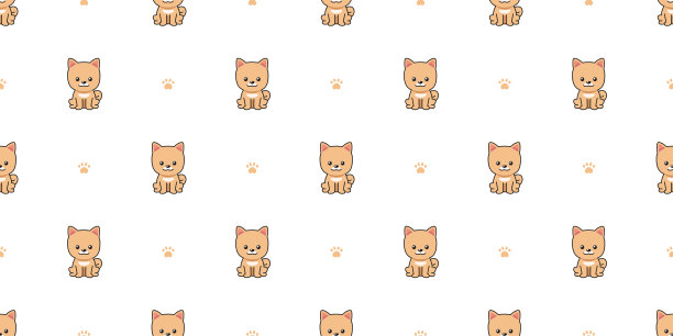 卡通人物博美犬无缝图案背景图片下载