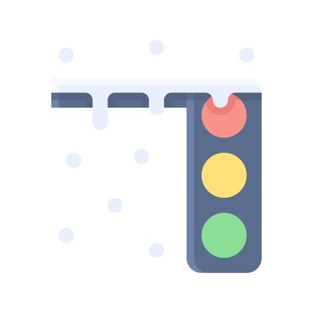 雪镇在冬季相关的交通灯和冰矢量在平坦的风格，图片下载