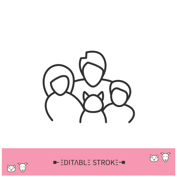 猫在家族线图标。可编辑的图片图片下载