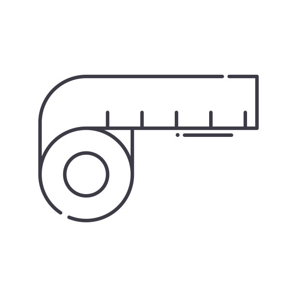 卷尺图标，线性孤立的插图，细线矢量，网页设计标志，轮廓概念符号与可编辑的笔触在白色的背景。图片下载