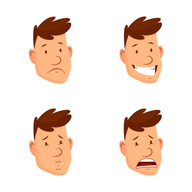 男人的面部表情设置不同的男性面部图片下载